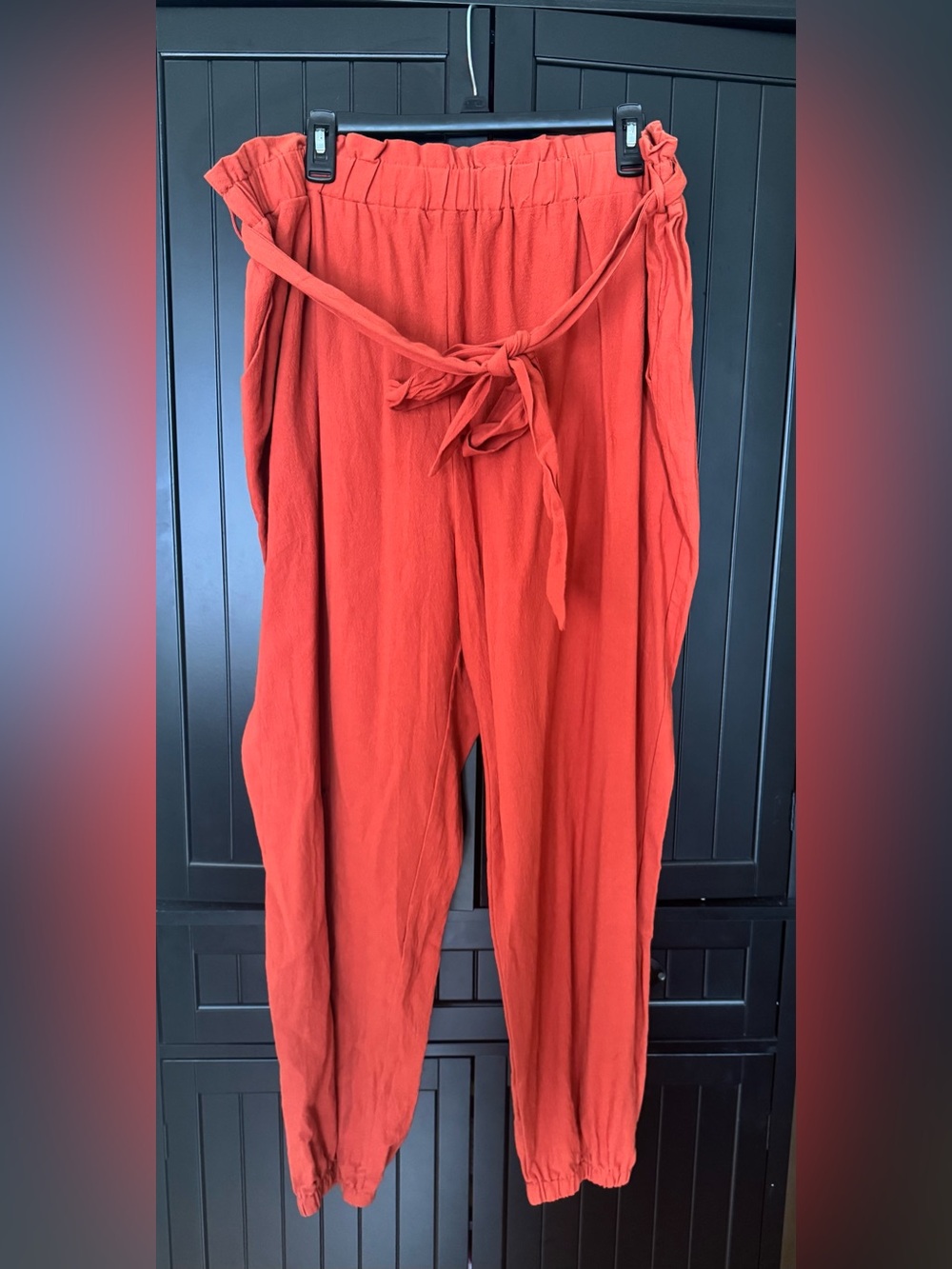 SHEIN Curve 4XL Rust Orange Paperbag Waist Tie Jogger Pants Plus Size